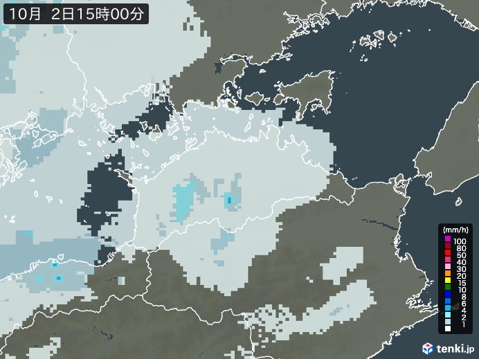 香川県の雨雲レーダー(2024年10月02日)