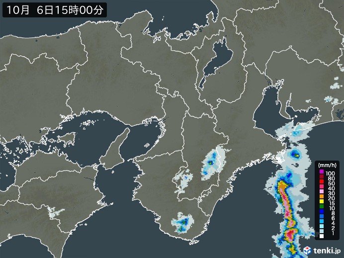 近畿地方の雨雲レーダー(2024年10月06日)