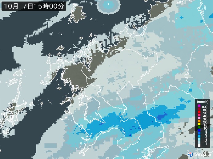 佐賀県の雨雲レーダー(2024年10月07日)