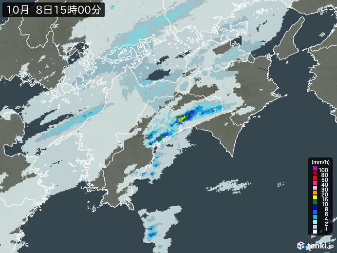 四国地方の雨雲レーダー(2024年10月08日)