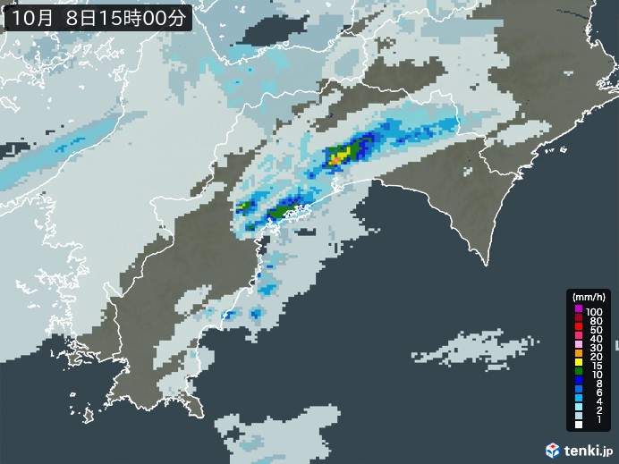 高知県の雨雲レーダー(2024年10月08日)