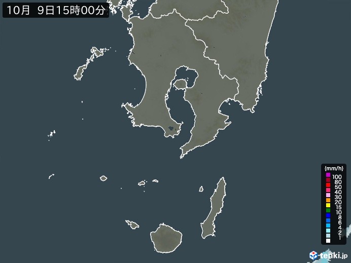 鹿児島県の雨雲レーダー(2024年10月09日)