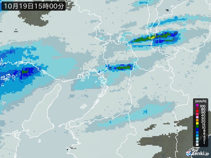 大阪府の雨雲レーダー(2024年10月19日)