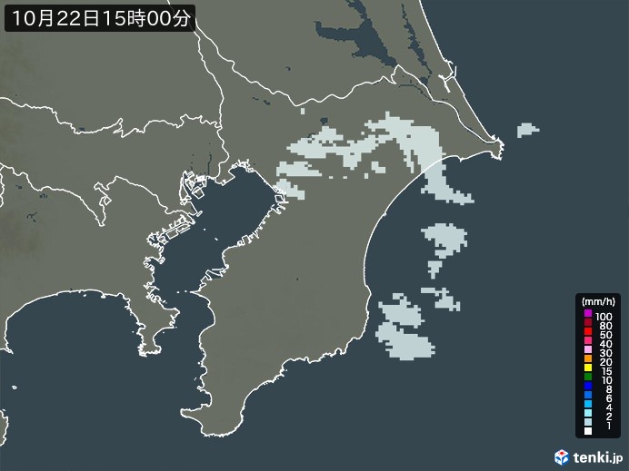 千葉県の雨雲レーダー(2024年10月22日)