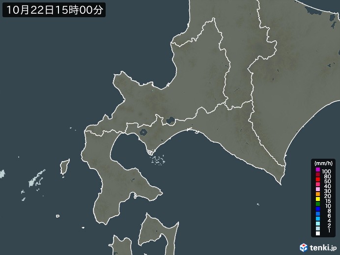 道南の雨雲レーダー(2024年10月22日)