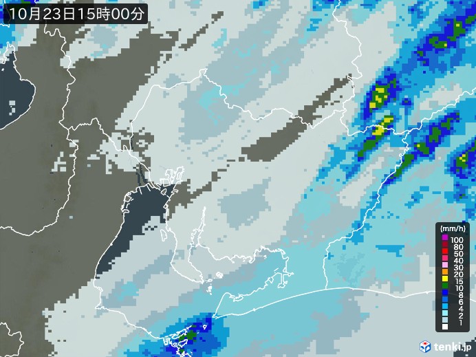 愛知県の雨雲レーダー(2024年10月23日)