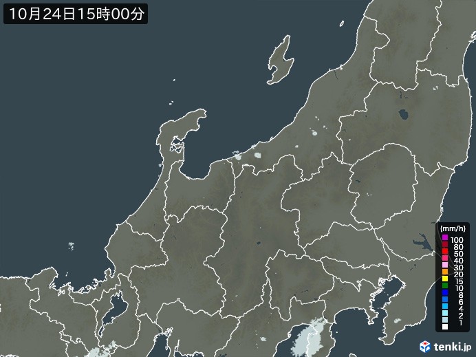 北陸地方の雨雲レーダー(2024年10月24日)