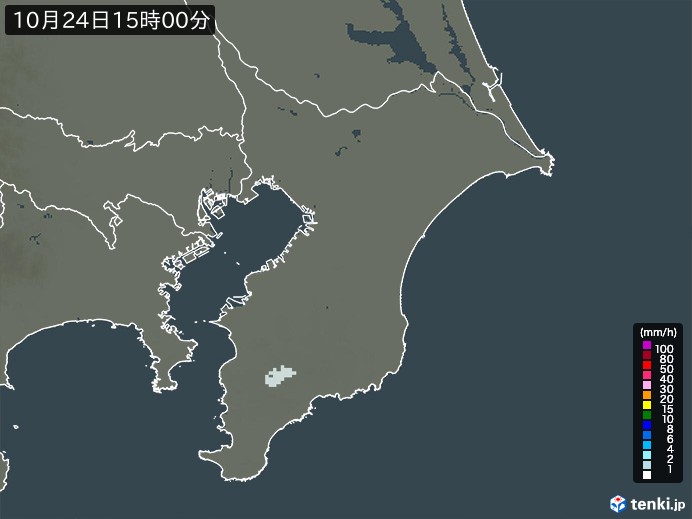 千葉県の雨雲レーダー(2024年10月24日)