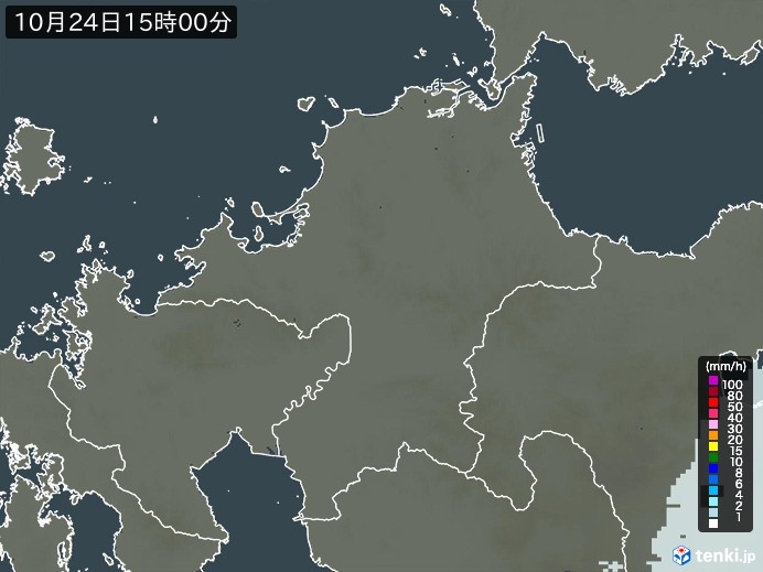 福岡県の雨雲レーダー(2024年10月24日)