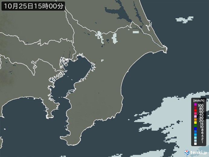 千葉県の雨雲レーダー(2024年10月25日)