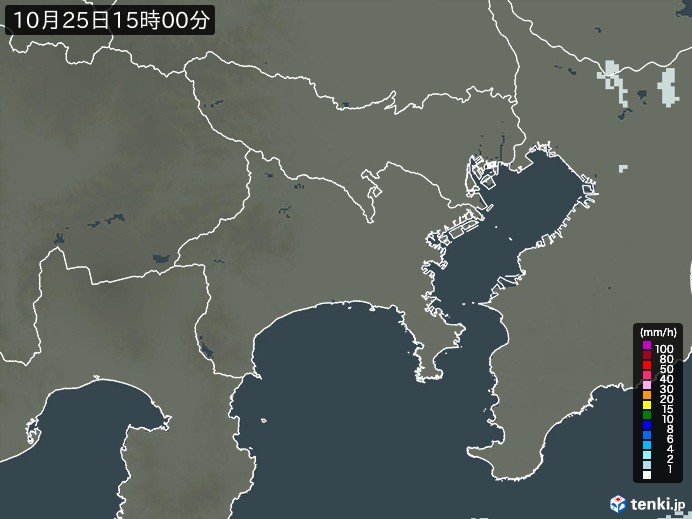 神奈川県の雨雲レーダー(2024年10月25日)
