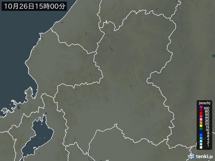 岐阜県の雨雲レーダー(2024年10月26日)