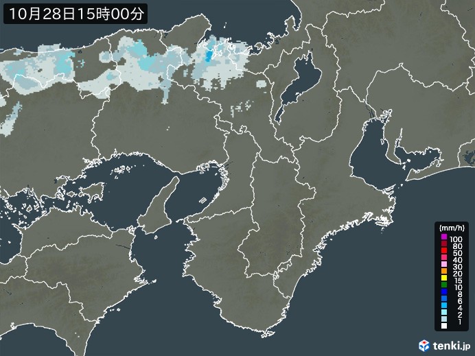 近畿地方の雨雲レーダー(2024年10月28日)