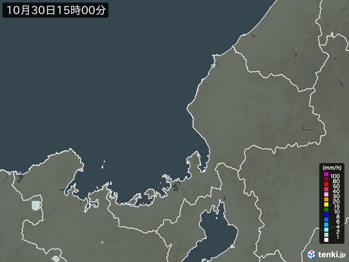 福井県の雨雲レーダー(2024年10月30日)