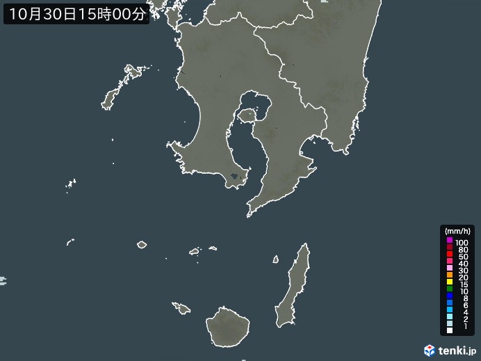 鹿児島県の雨雲レーダー(2024年10月30日)
