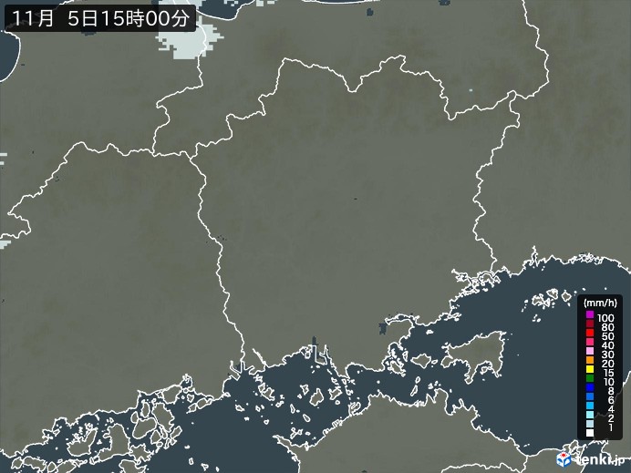 岡山県の雨雲レーダー(2024年11月05日)