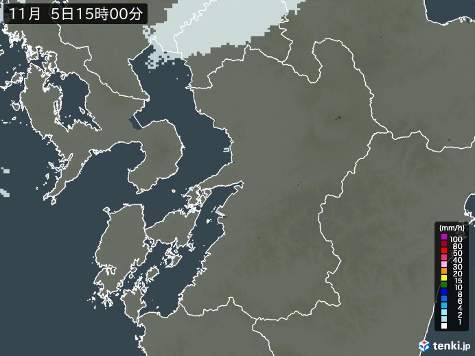 熊本県の雨雲レーダー(2024年11月05日)