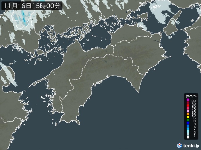 四国地方の雨雲レーダー(2024年11月06日)