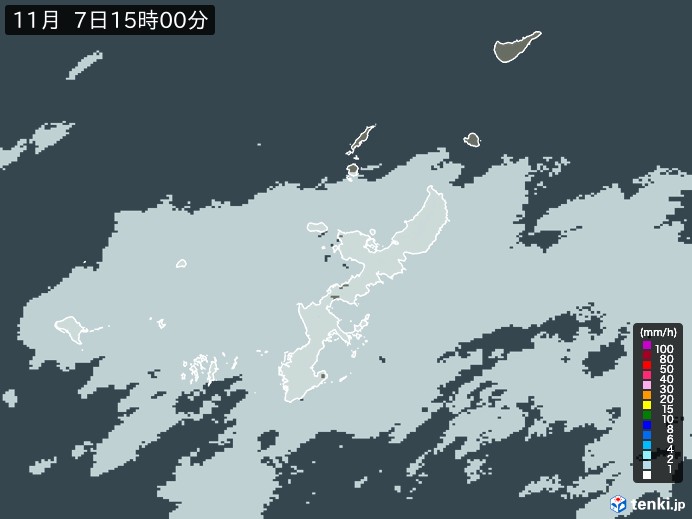 沖縄県の雨雲レーダー(2024年11月07日)