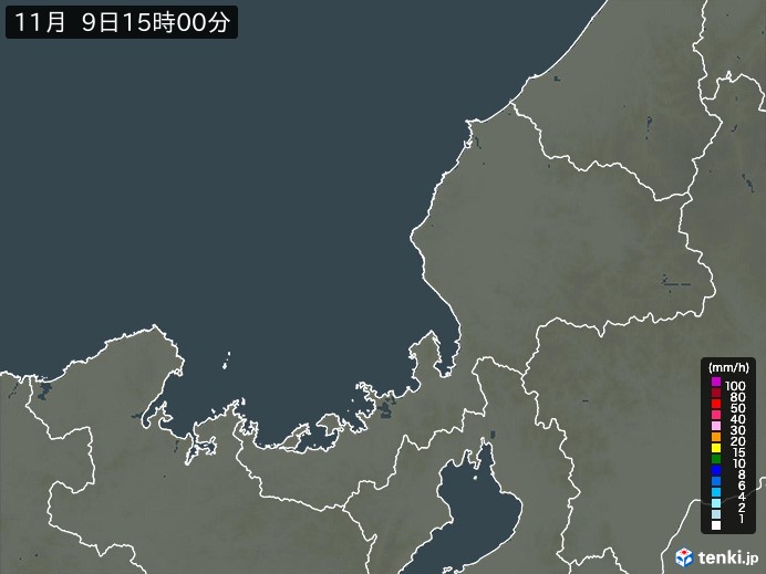福井県の雨雲レーダー(2024年11月09日)