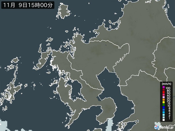 佐賀県の雨雲レーダー(2024年11月09日)