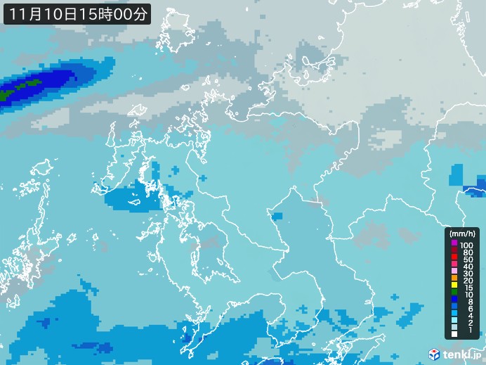 佐賀県の雨雲レーダー(2024年11月10日)