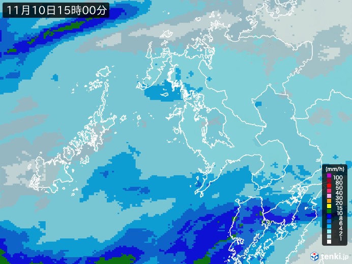 長崎県の雨雲レーダー(2024年11月10日)