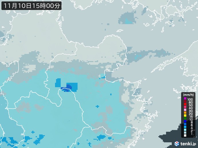 大分県の雨雲レーダー(2024年11月10日)