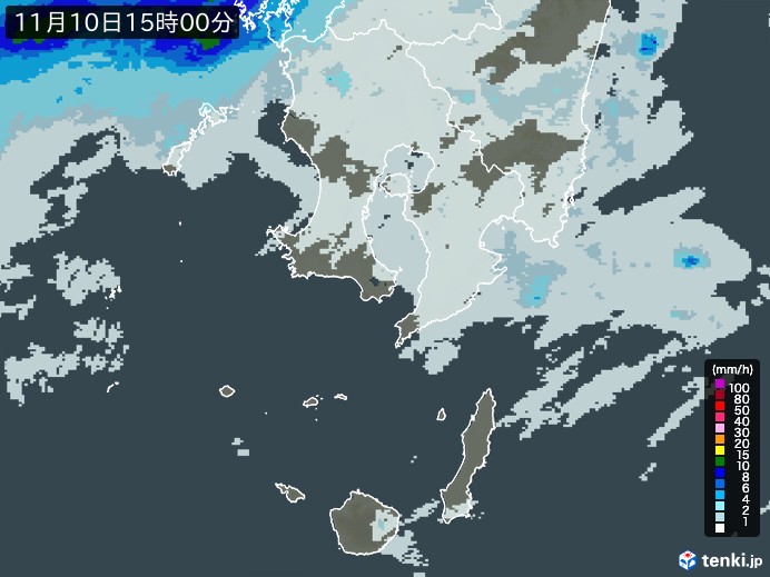 鹿児島県の雨雲レーダー(2024年11月10日)