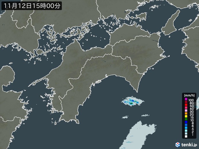 四国地方の雨雲レーダー(2024年11月12日)