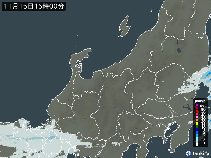 北陸地方の雨雲レーダー(2024年11月15日)