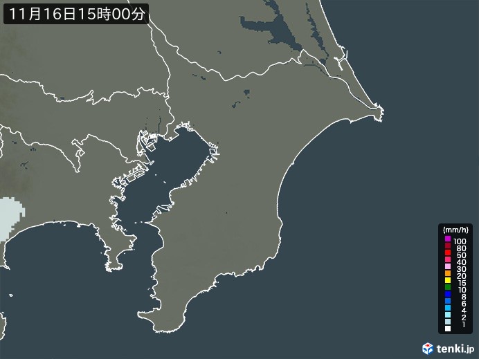 千葉県の雨雲レーダー(2024年11月16日)