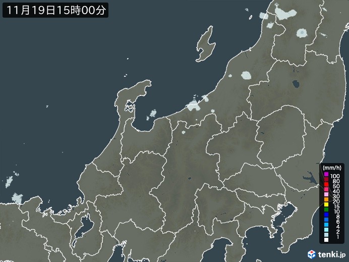 北陸地方の雨雲レーダー(2024年11月19日)