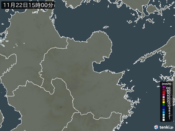 大分県の雨雲レーダー(2024年11月22日)