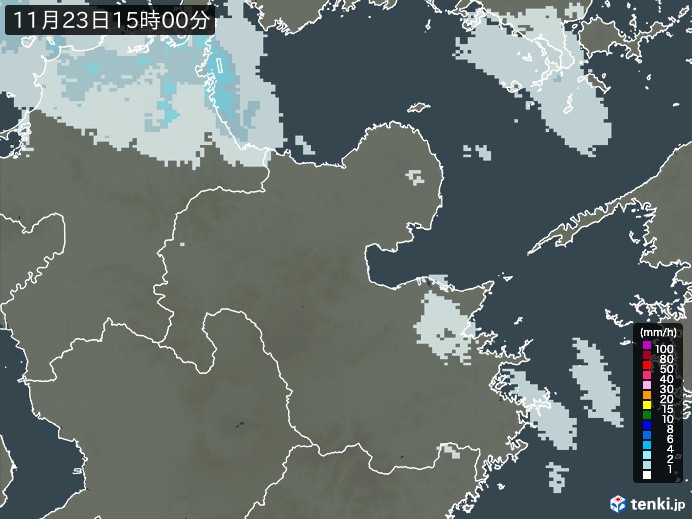 大分県の雨雲レーダー(2024年11月23日)