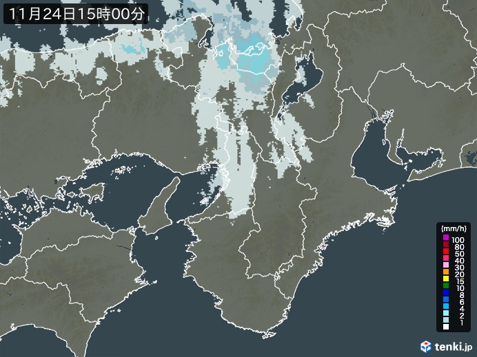 近畿地方の雨雲レーダー(2024年11月24日)