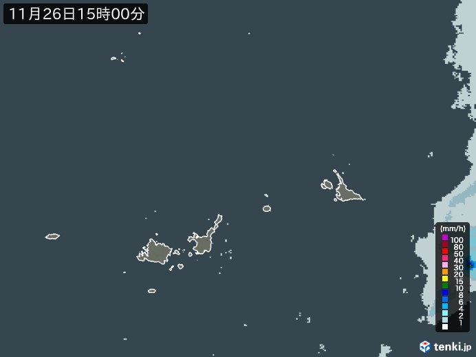 宮古・石垣・与那国(沖縄県)の雨雲レーダー(2024年11月26日)