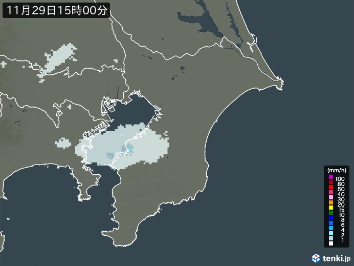 千葉県の雨雲レーダー(2024年11月29日)