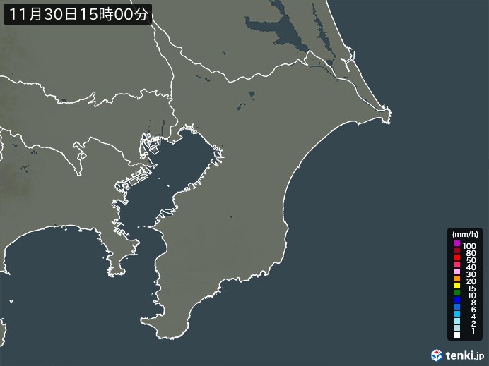 千葉県の雨雲レーダー(2024年11月30日)