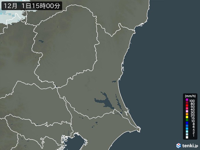 茨城県の雨雲レーダー(2024年12月01日)