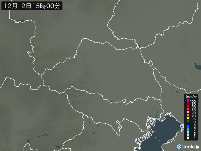 埼玉県の雨雲レーダー(2024年12月02日)