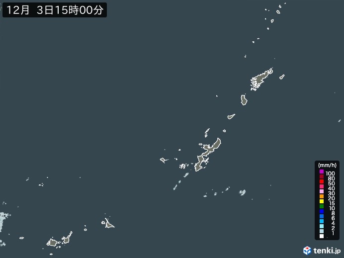沖縄地方の雨雲レーダー(2024年12月03日)
