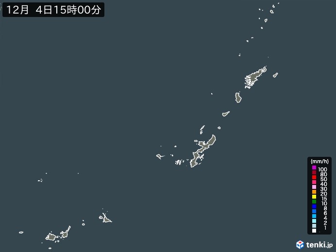沖縄地方の雨雲レーダー(2024年12月04日)