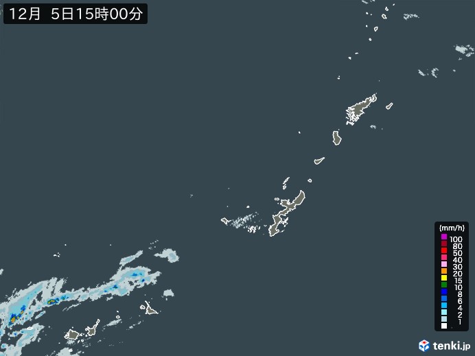 沖縄地方の雨雲レーダー(2024年12月05日)