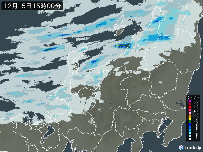 北陸地方の雨雲レーダー(2024年12月05日)