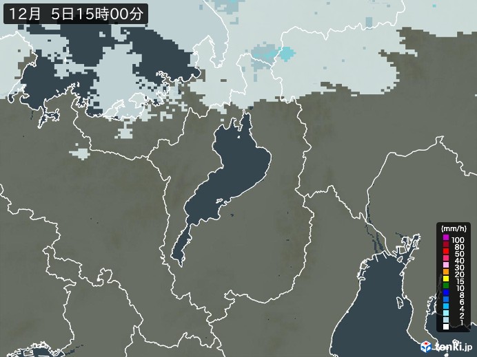 滋賀県の雨雲レーダー(2024年12月05日)
