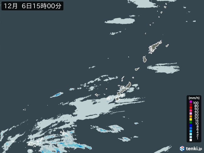 沖縄地方の雨雲レーダー(2024年12月06日)