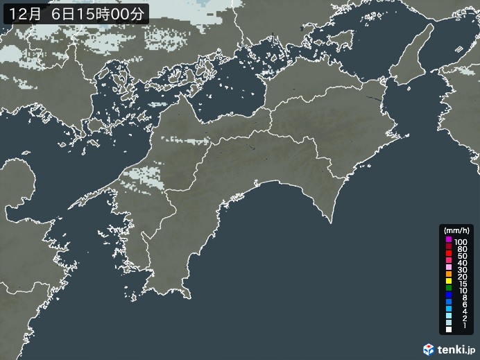 四国地方の雨雲レーダー(2024年12月06日)