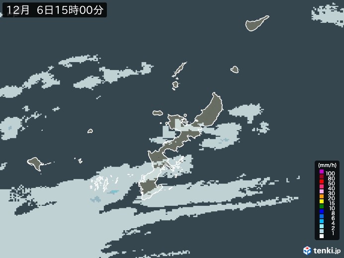 沖縄県の雨雲レーダー(2024年12月06日)