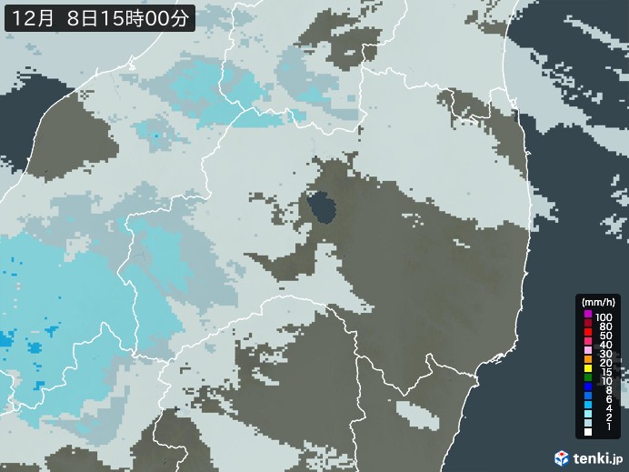 福島県の雨雲レーダー(2024年12月08日)